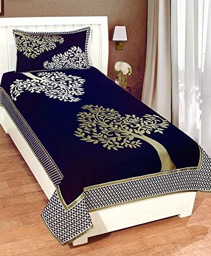 Akshya Chenille 500 TC Bedsheet (Blue_Single)