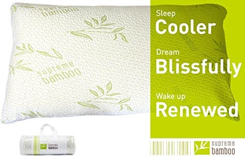 Supreme Bamboo Pillow King Size Shredded Memory Foam Engineered For Maximum Sleep Comfort With Premium Quality Ultra Soft Bamboo Fabric Washable Zipper Case (King)