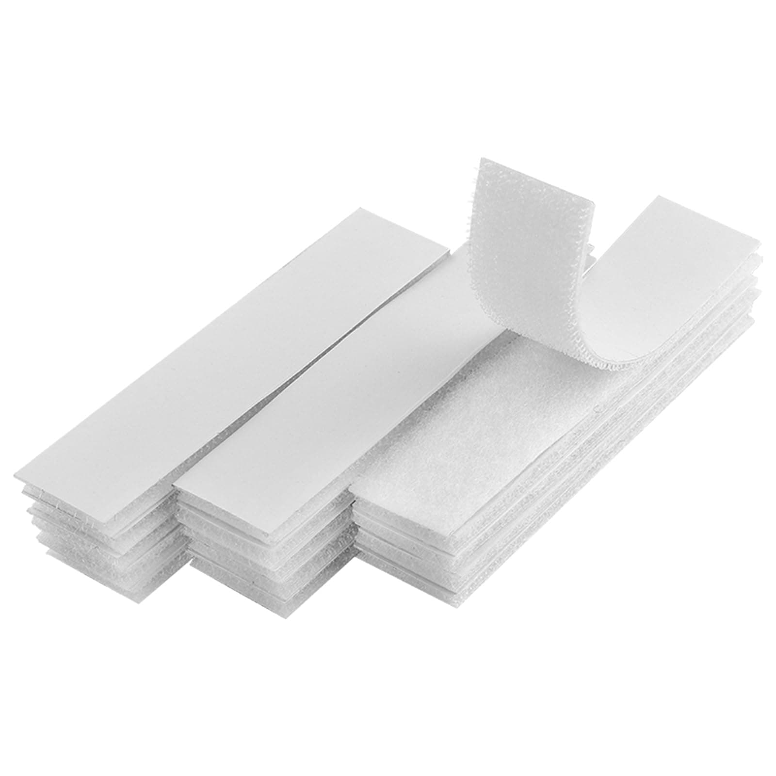 1x4 inch Self Adhesive Hook and Loop Strips - 15 Sets - White Sticky Back Tape Fastener, Heavy Duty Mounting Strips for Home or Office Use - Instead of Holes and Screws