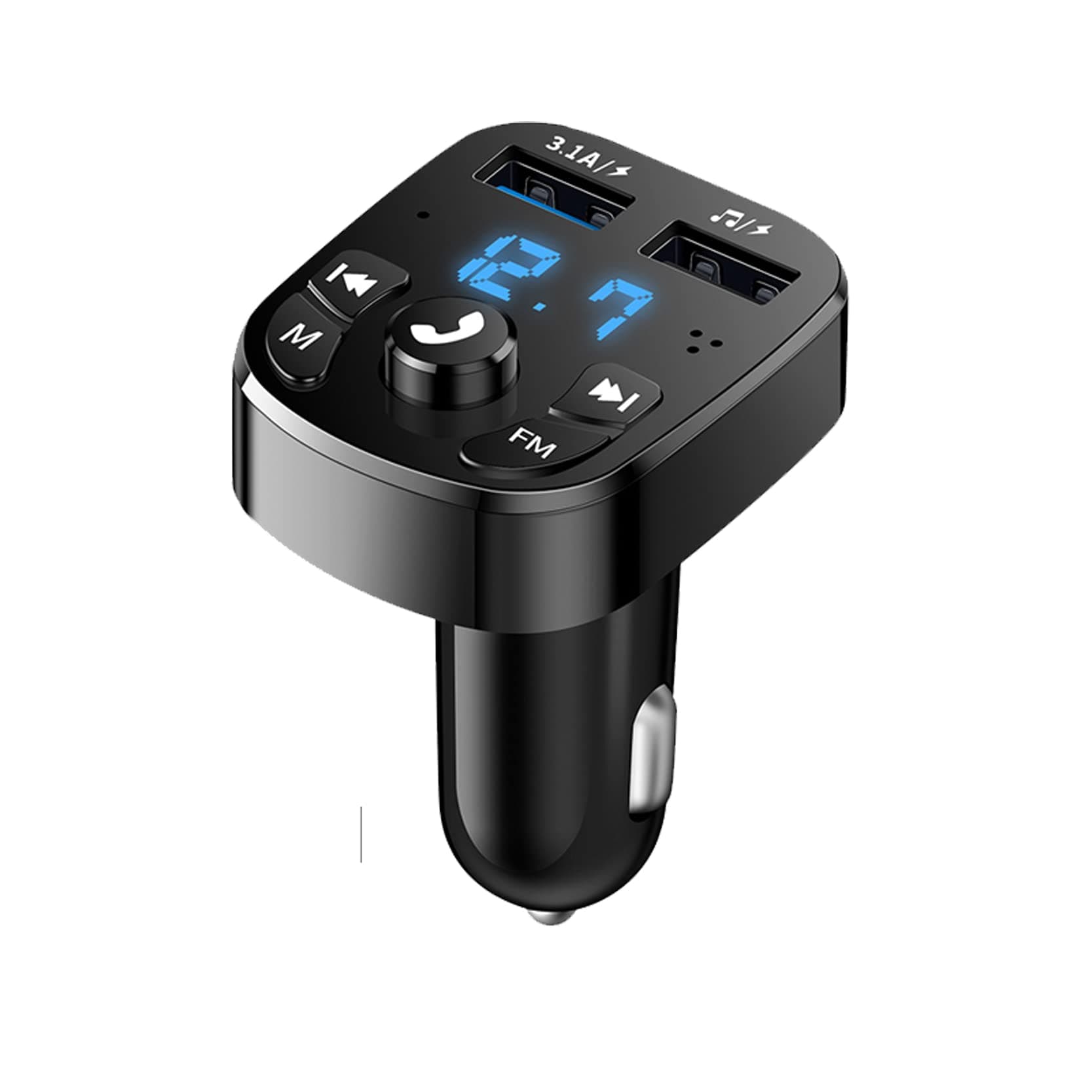 Bluetooth Car FM Transmitter Audio Adapter Receiver Wireless Handsfree Black