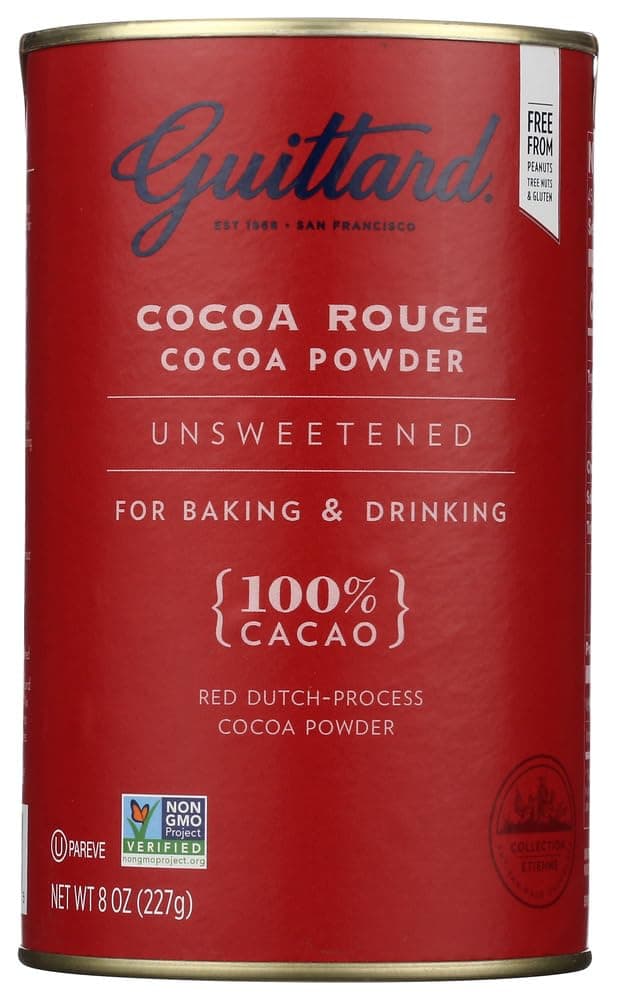 Guittard E Cocoa Powder, Unsweetened Rouge Red Dutch Process Cocoa, 8oz Can