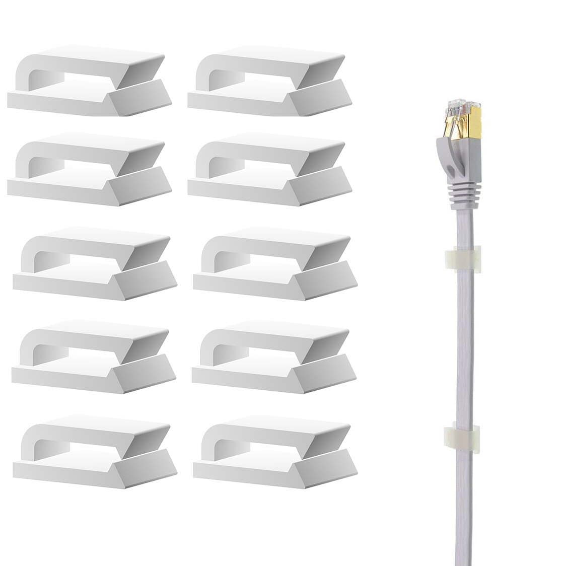 Coopache Ethernet Cable Clips Adhesive, Wire Clips Holder, Self Adhesive Wire Clips Management for Home and Office (100 Pieces) (White)