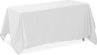 Lann's Linens 90 x 132 Inch Rectangular Tablecloth, Washable Polyester Fabric Table Cloth for Dining Tables, Parties, Restaurants, Weddings - White