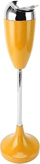 Adjustable Ashtray, Smokeless Floor Standing Ashtray with Lid Adjustable from 21.5" to 34.8" for Home, Patio, Outside Windproof Cigar Ash Tray Cigarette Butt Disposal (Yellow)