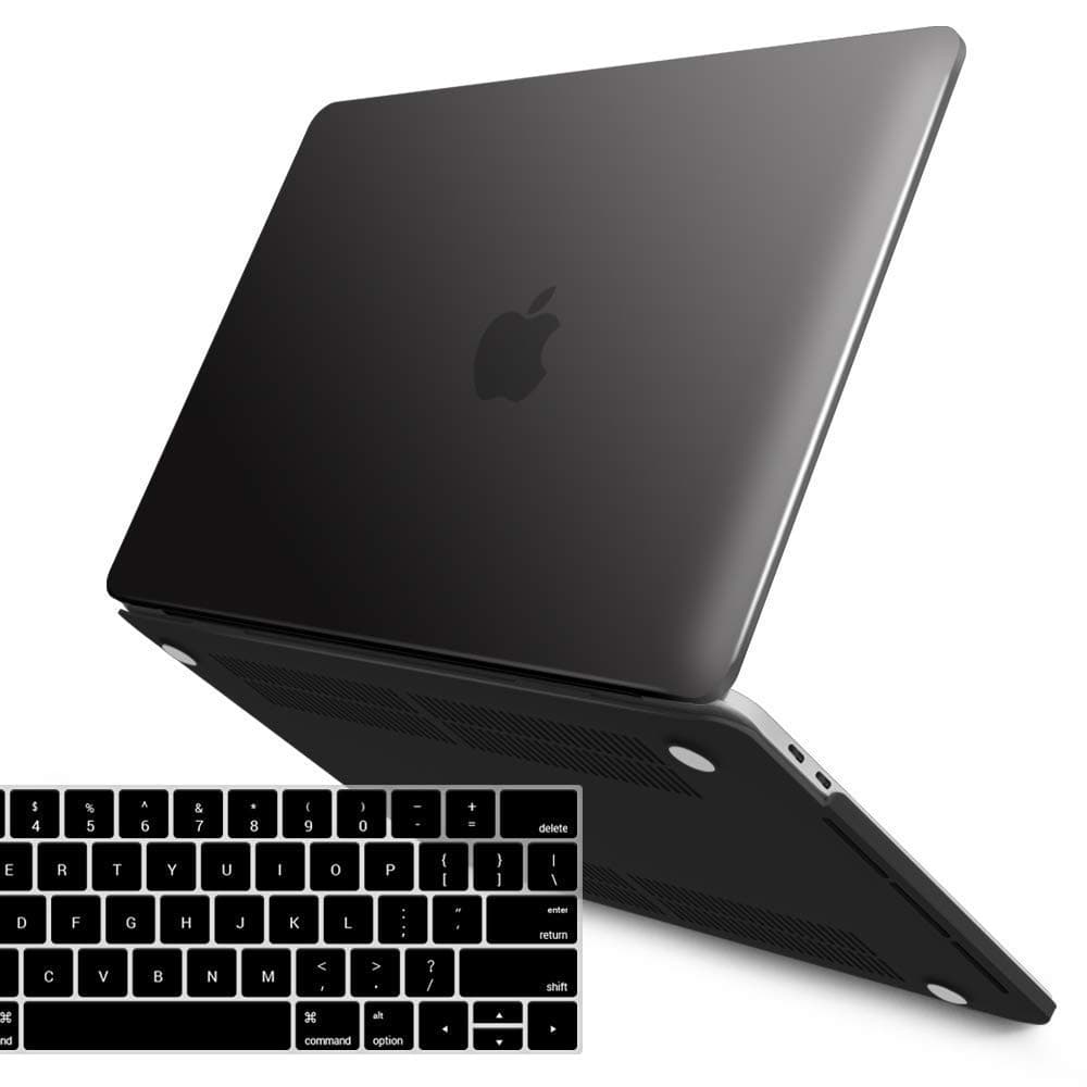 IBENZER Compatible with MacBook Pro 15 Inch Case 2019 2018 2017 2016 A1990 A1707, Plastic Hard Shell Case with Keyboard Cover for Mac Pro 15 Touch Bar, Black, T15BK+1B