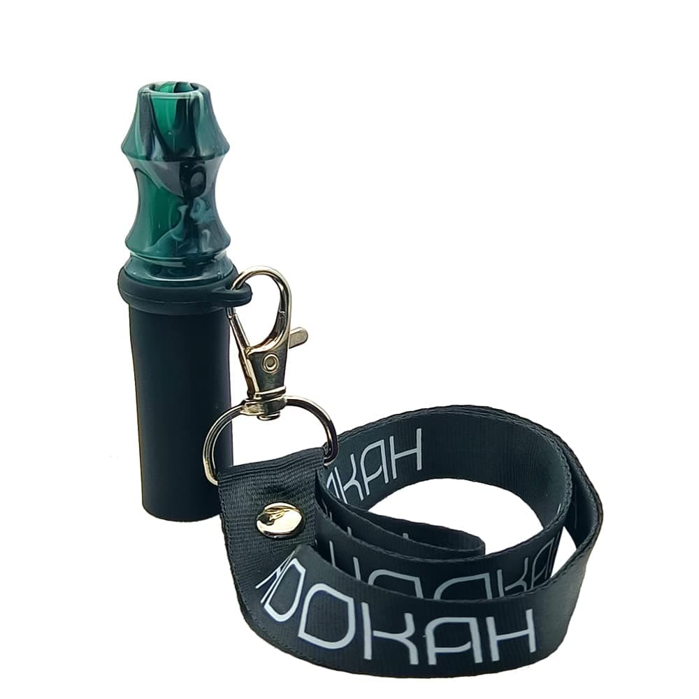 RSBYE Hookah Tips Resin Hookah Mouth tips Silicon Universal Resuable Hookah Mouth Premium Shisha Hose Mouth Accessories with Adjustable Leather Lanyard (Green and Black)