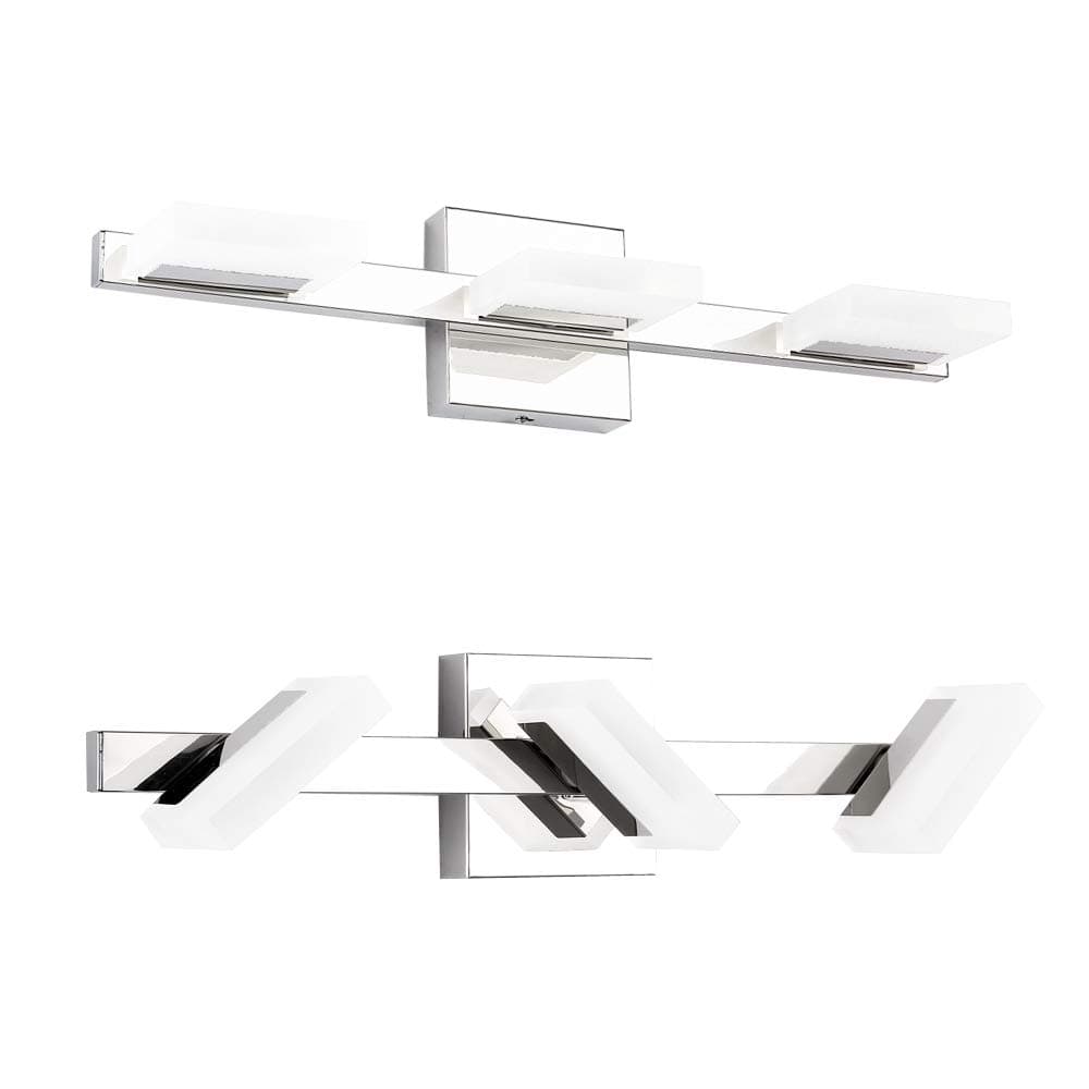 Bathroom Vanity Lights for Bathroom 3 Light Fixutres 21.8 Inches Bathroom Lights Over Mirror 9W Led Lighting in Chrome Vanity Lighting Fixtures with 360° Rotation Acrylic Cover,6000K Cool White