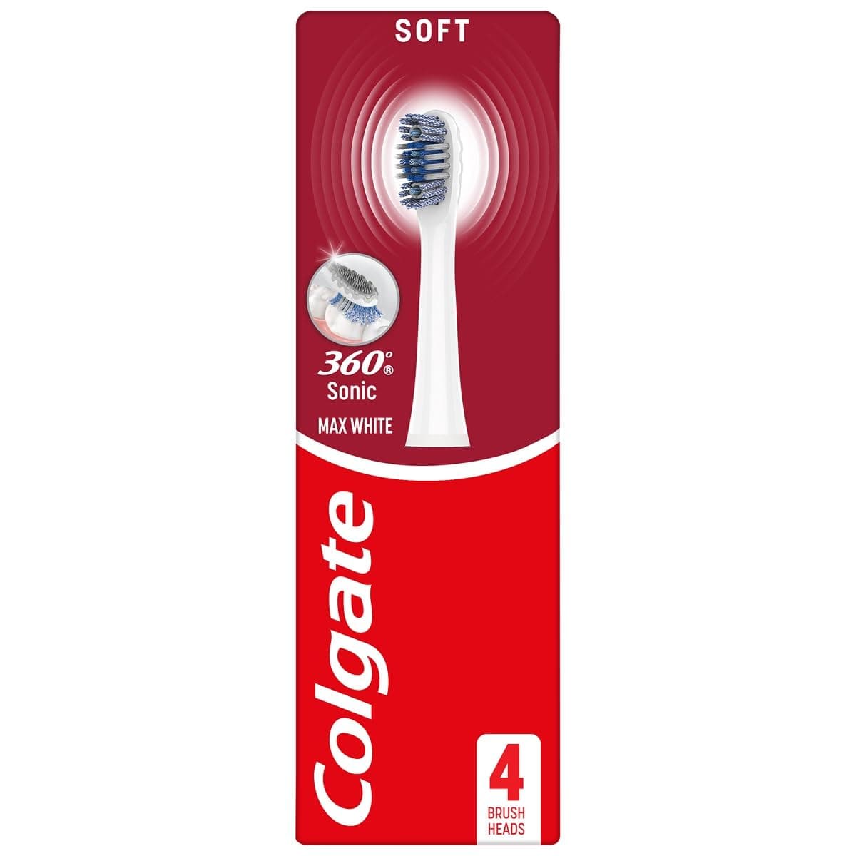 360 Sonic Max White Battery Powered Toothbrush Refills - Slim Tip Bristles - Soft Battery Toothbrush
