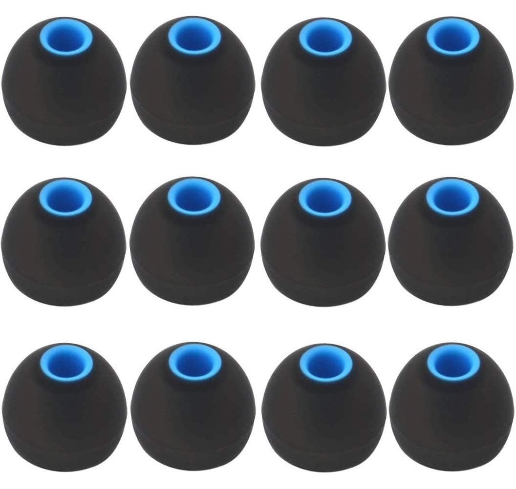 12PCS Large Size Replacement Ear Tips Compatible with BeatsX, Senso, TOZO, Sony & Other Inner Hole 3.8mm4.2mm Earbuds, Black-Blue