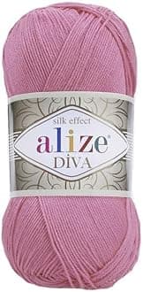 Alize 100% Microfiber Acrylic Diva Silk Effect Knitting Sport Crochet Yarn Lot of 4 Ball skeins 400gr 1532yds Color (178 Dark Pink)