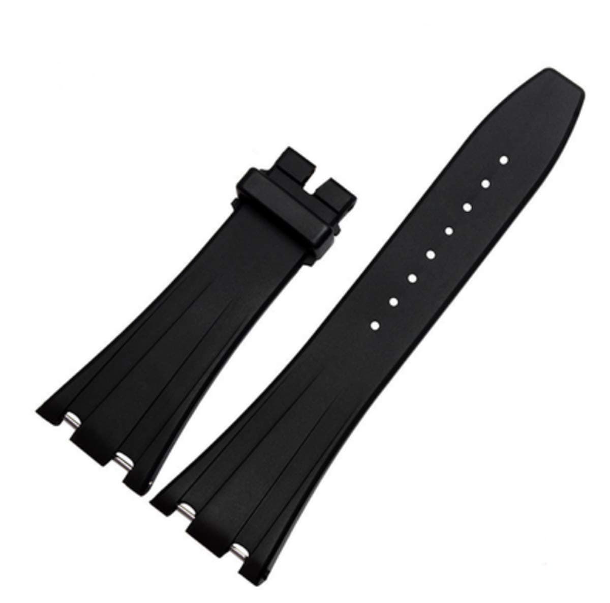 Richie strap]28mm Black Rubber Watch Band Strap Deployment Clasp for AP Audemars Piguet Royal Oak