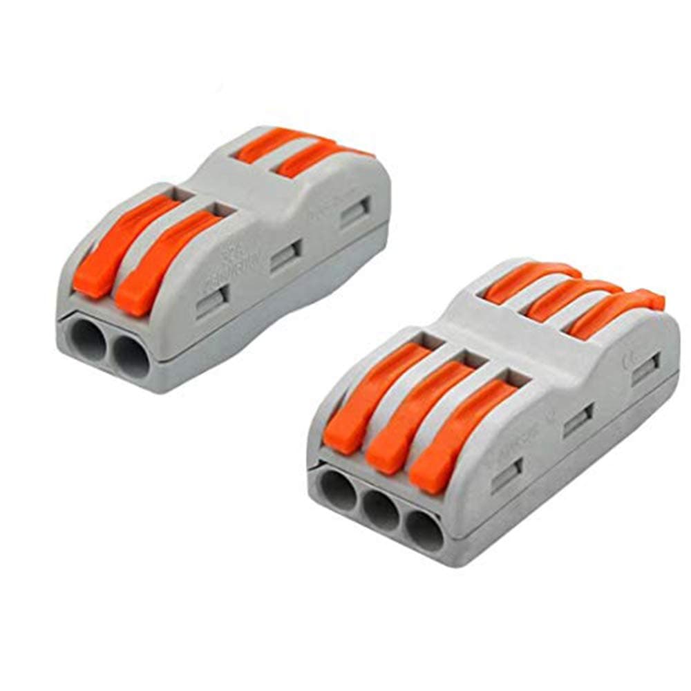 2&3 Conductor Compact Connectors,Wire Connector,Assortment Pack Conductor Compact Wire Connectors,for 2 and 3 Circuit Inline Splices 28-12 AWG(SPL-2,35PCS SPL-3, 35PCS)