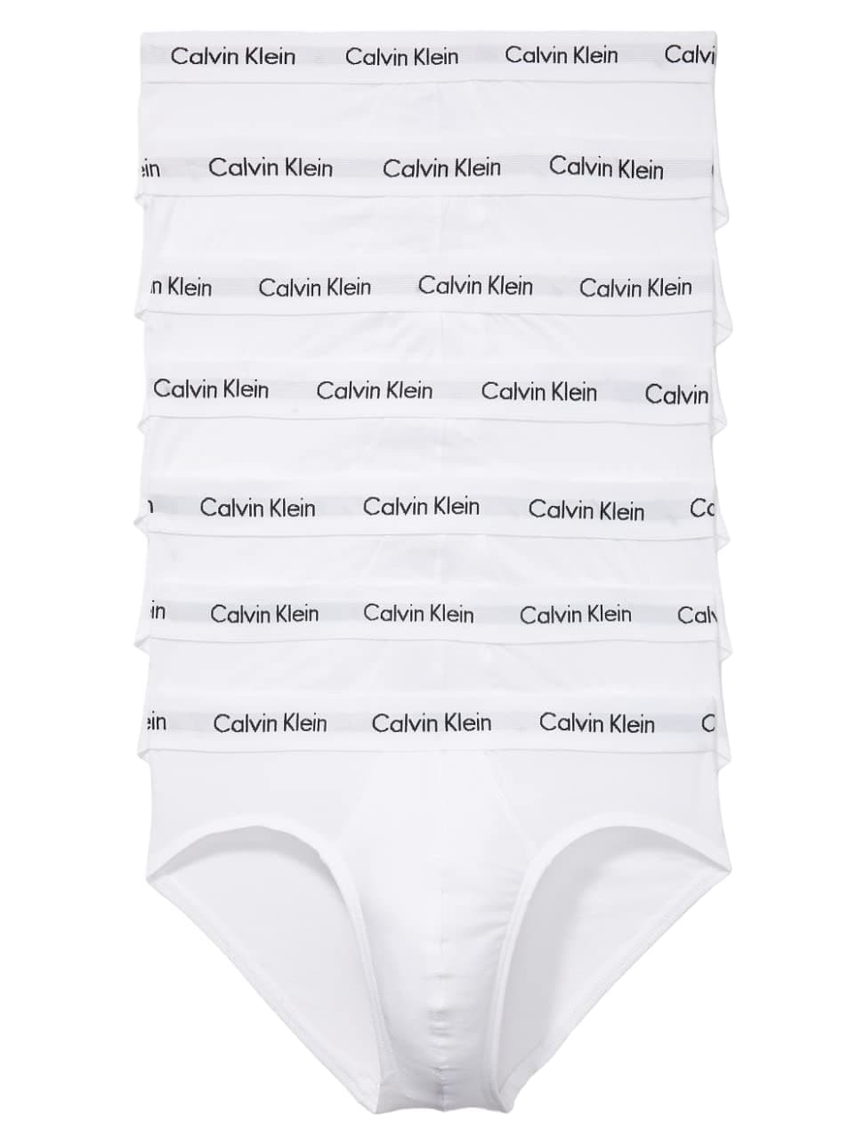 Calvin Klein Men's Cotton Stretch 7-Pack Hip Brief, White, L