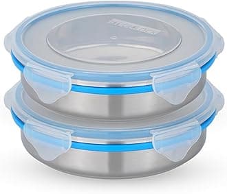 STEELLOCK Stainless Steel Airtight Container with Lid | Leakproof, BPA-Free, Durable Kitchen Storage | Multipurpose Food Storage Containers for Kitchen | SL-1400-set of 2, 450ml each, Blue