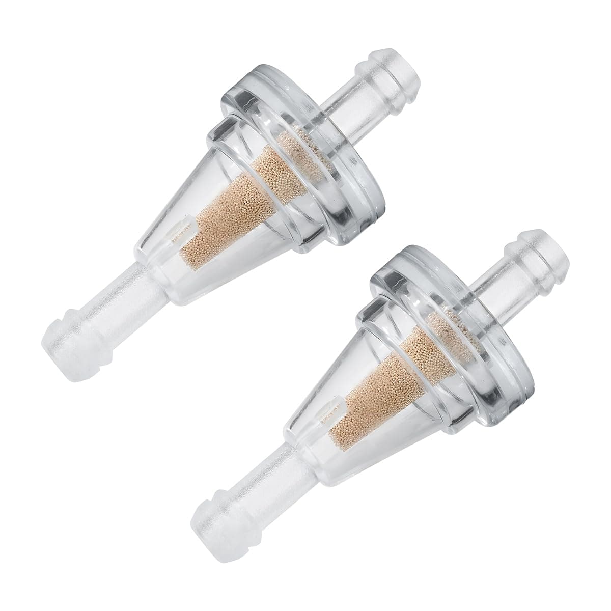 BESULEN2 Pack Inline Fuel Filter, Small 90 Degree In Line Fuel Filters for 1/4 Fuel Line Gas Engine, Copper Core Transparent Clear Gasoline Cup Replacement, Compatible with Motorcycle Bike