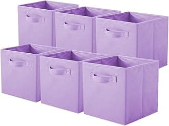 Shellkingdom Foldable Cloth Storage Cube Basket Bins Organizer Containers Drawers (6, Lavender)