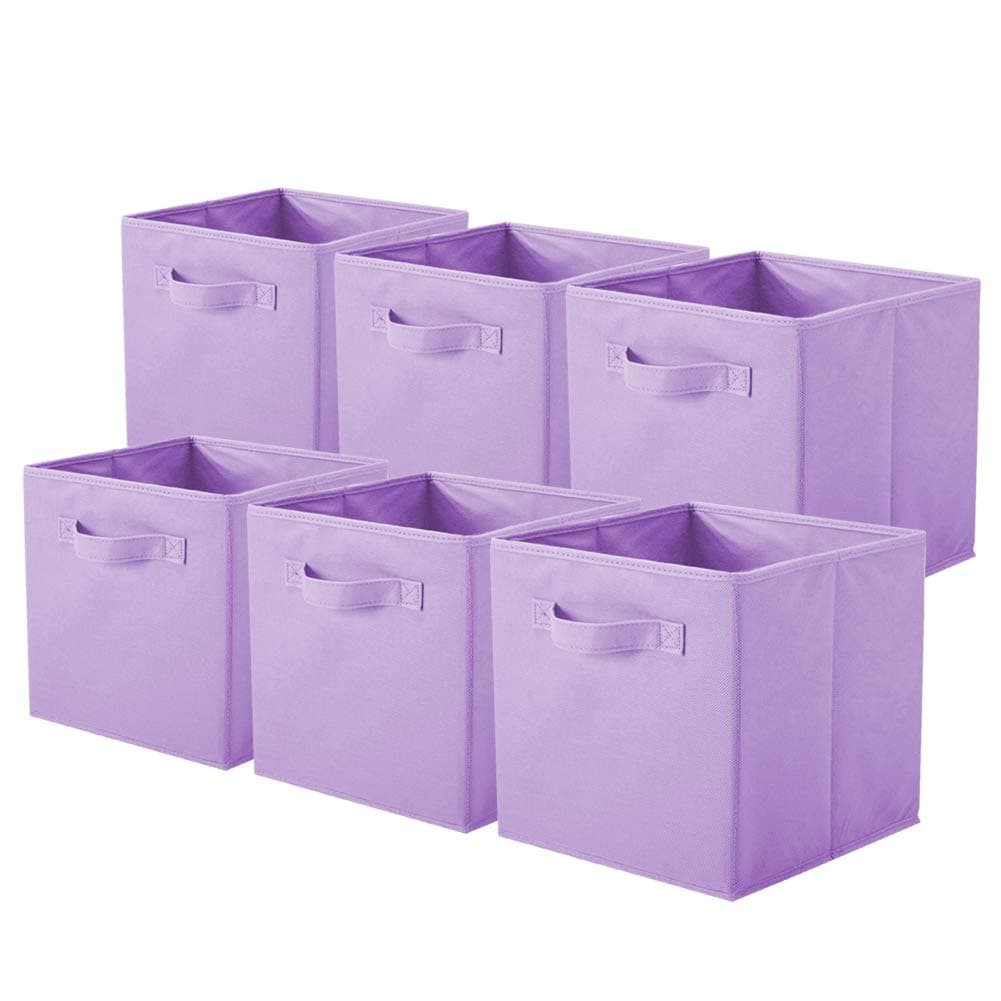 Shellkingdom Foldable Cloth Storage Cube Basket Bins Organizer Containers Drawers (6, Lavender)