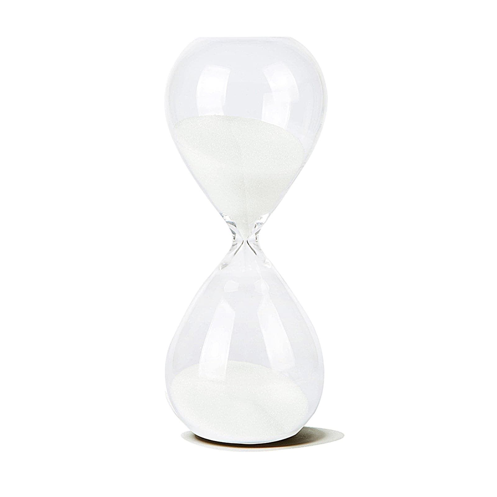 Hourglass, Hand-Blown Sand Timer Set for Time Management 15 Minutes Durable Glass Construction (15 min, White)