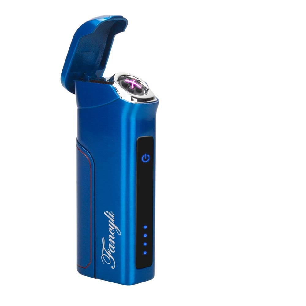 Fancyli Lighter, Dual Arc Lighter USB Rechargeable Touch Ignition Windproof Electrical Plasma X Beam with 800 mAh Super Volume Replaceable Battery for Pipes, Cigarettes and Camping