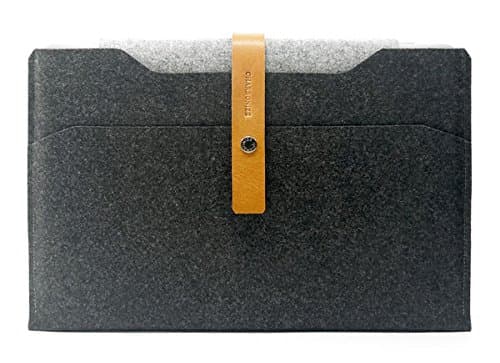 Charbonize Genuine Leather and Wool Felt sleeve case for Apple MacBook 12-inch (Black)