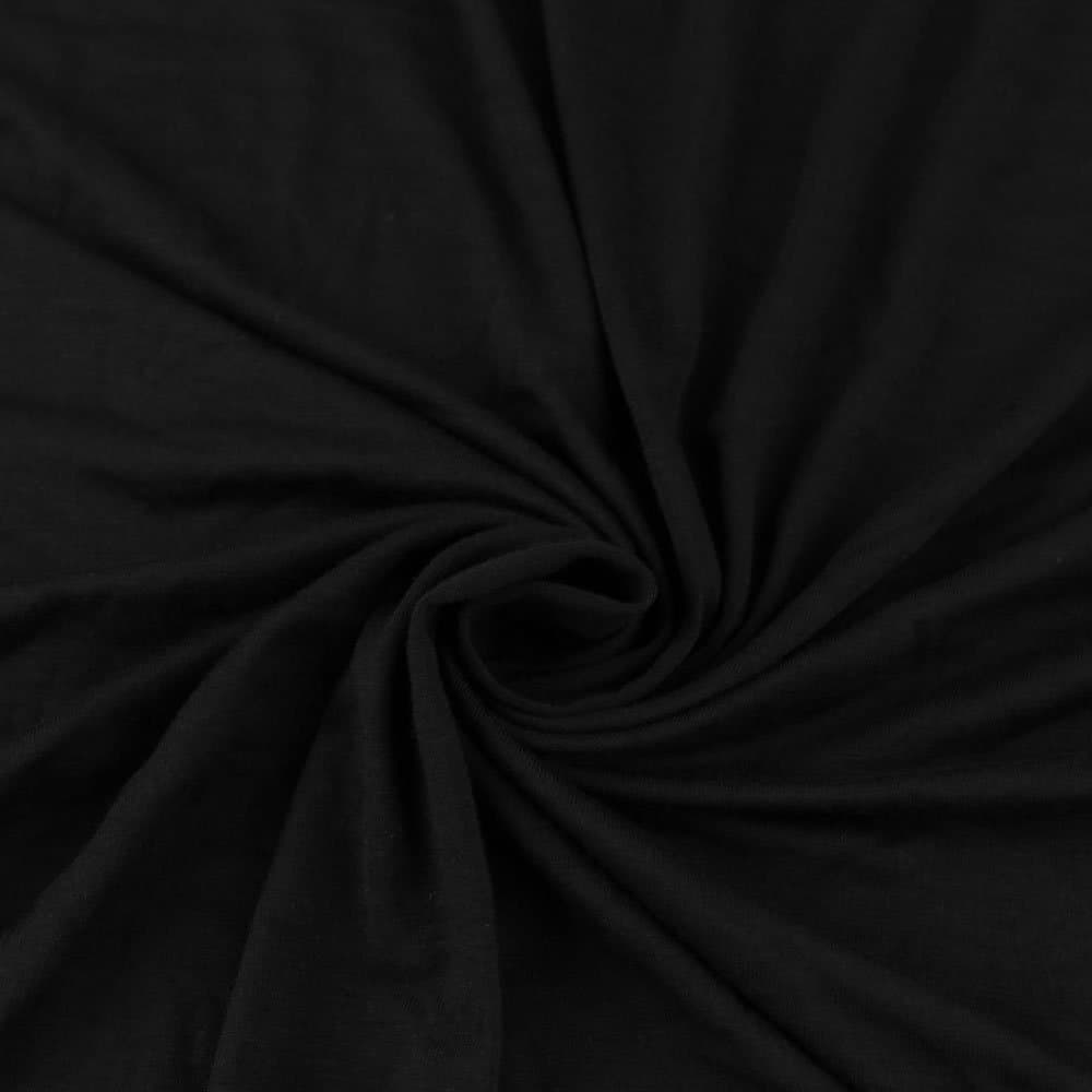 Black Rayon Jersey Stretch Knit Fabric by The Yard (Medium Weight/ 180 GSM) - 1 Yard