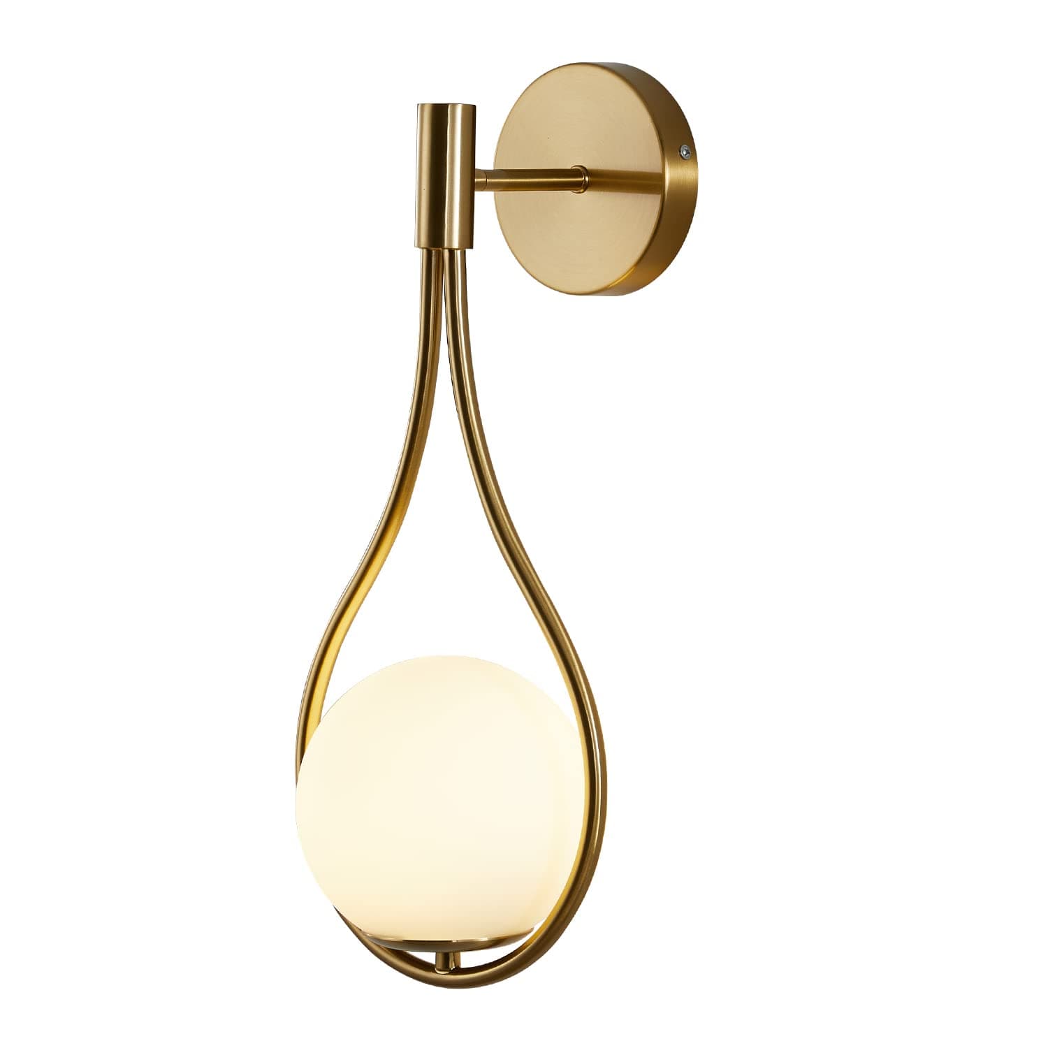 Modo Lighting Globe Glass Wall Sconce Modern Mid Century Drop Design Wall Mounted Light Brushed Brass Wall Lamps Wall Washer for Bedside Living Room (1 Pack,Gold)