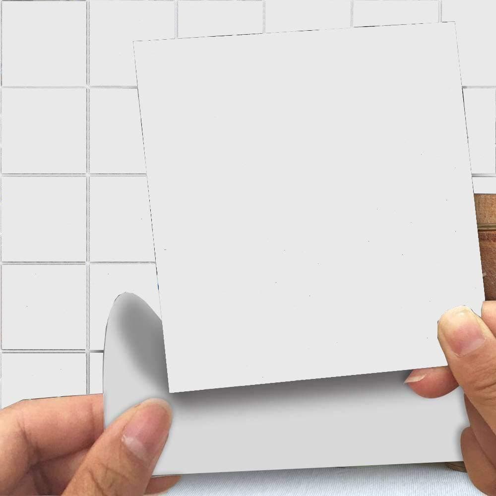 HolorasPeel and Stick Tile Backsplash for Kitchen, 6'' x 6'' Removable Stick On Kitchen Backsplash Wall Sticker, 50pcs (6 6inches, White)