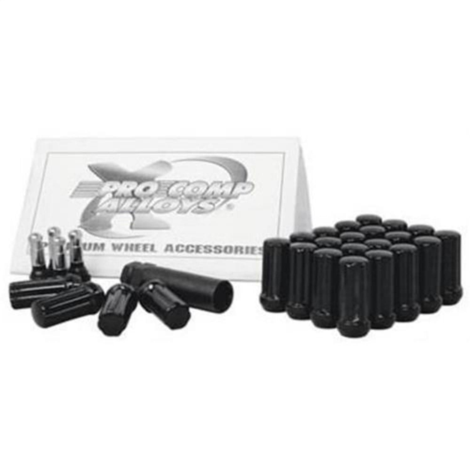 Wheels 16143B Lug Nut Kit 14 x 1.5 HT Spline 5 Lug Kit w/Valve Stem Black Lug Nut Kit
