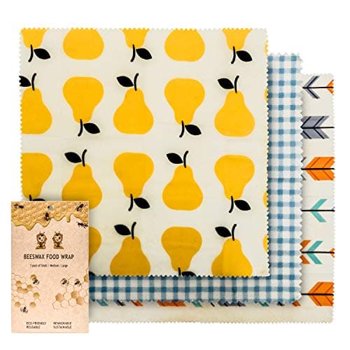 BusyBee Eco Friendly Beeswax Wrap Assorted 3 Pack – All Natural FDA Compliant Reusable Food Wrap – Store & Preserve Foods Without Plastic