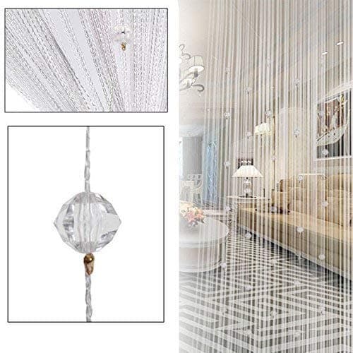 Segurry 1pcs Decorative String Beads Curtain Wall Panel Fringe Room Door Window Shutters Divider Blind Jabots Panels Scarves Sheers Swags Tiers Valances white