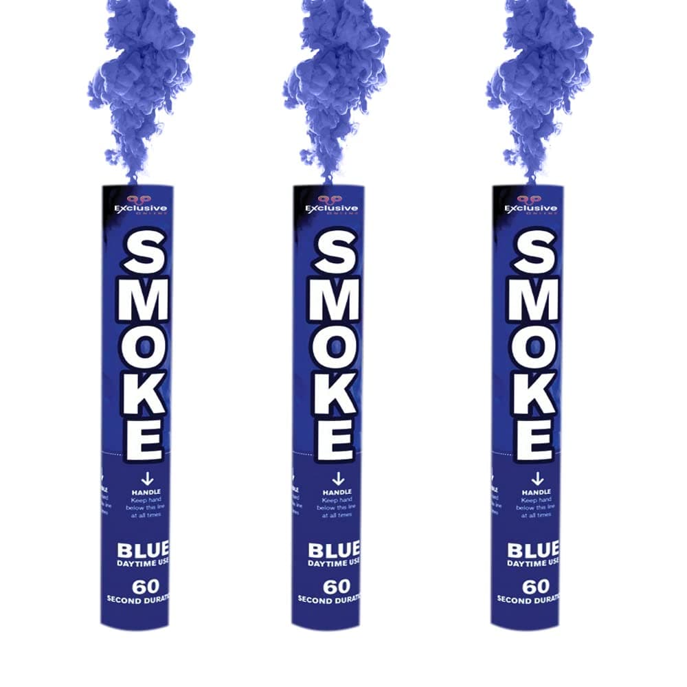 Pack of 3 Party Ring Pull Handheld Daytime Smoke for Paintball, Weddings, Photoshoots & Special Effects (Blue)