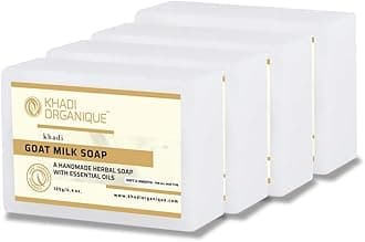 Khadi Organique Handmade Natural Goat Milk Soap Bar with essential Oils | Deep Moisturizing, Hydrating & Nourishing Formula | For Men & Women | SLS & Paraben Free | 125g Each (Pack of 4)