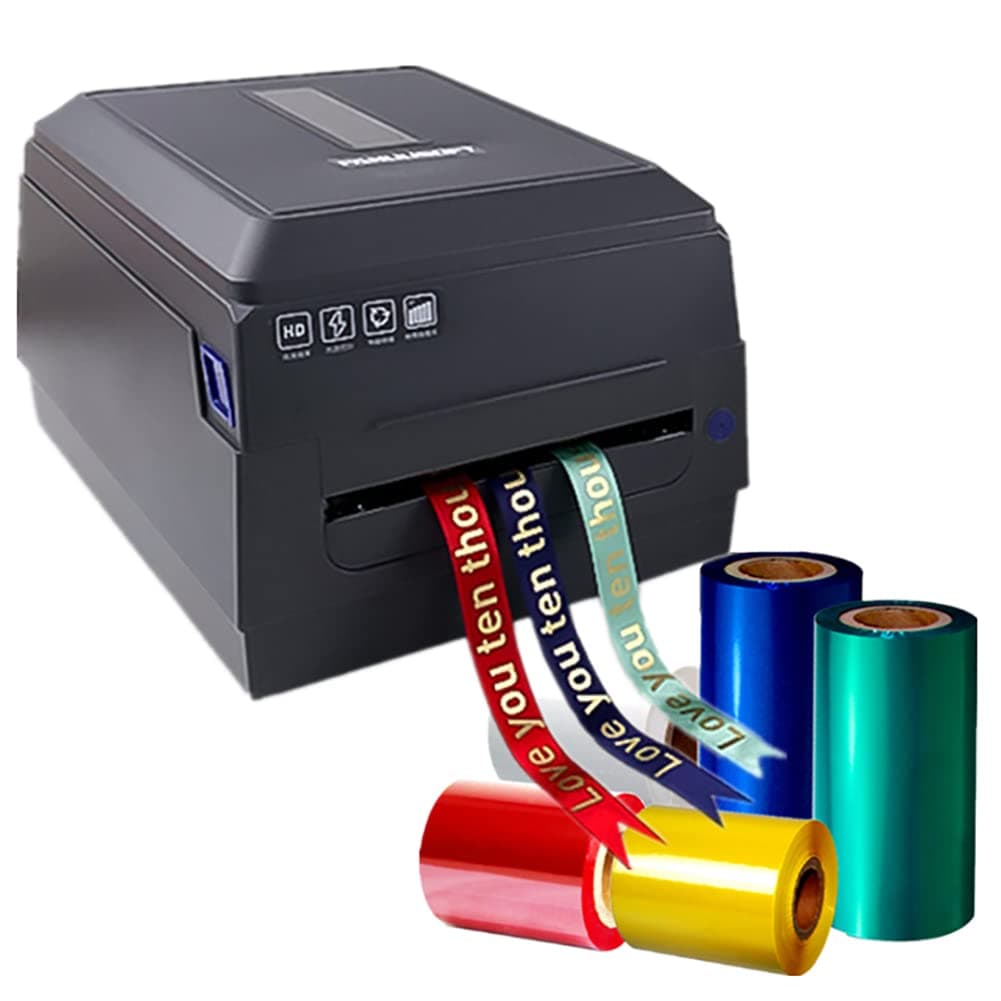 Satin Ribbon Printing Machine 3 Row Digital Ribbon Printer, Label Printer Foil Stamping Printing Machine for Gift Wrapping, 20-104mm Width, Supports 50+ Languages for Christmas Party