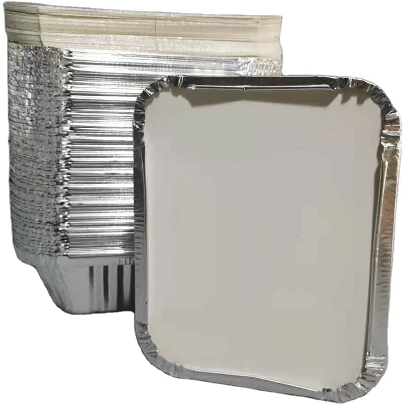 JMS we create smile (𝐒𝐞𝐭 𝐎𝐟 𝟓𝟎) NO 2 Aluminium Foil Containers with Lid Takeaway Foil Food Containers for Cooking, Food Storage BBQ, Baking, Catering Trays (450 ML)