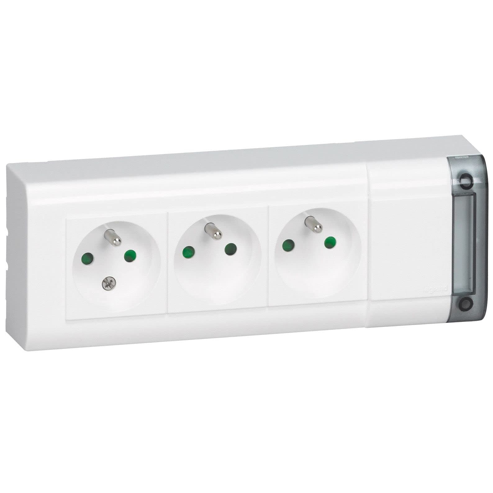 Fixable power strip 3 sockets 2P+T length 208 mm