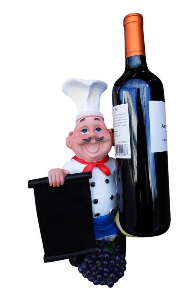 Wine Bottle Holder Chef with notice board Kitchen Decor Statue # 88805 Size 12Hx8Lx6W