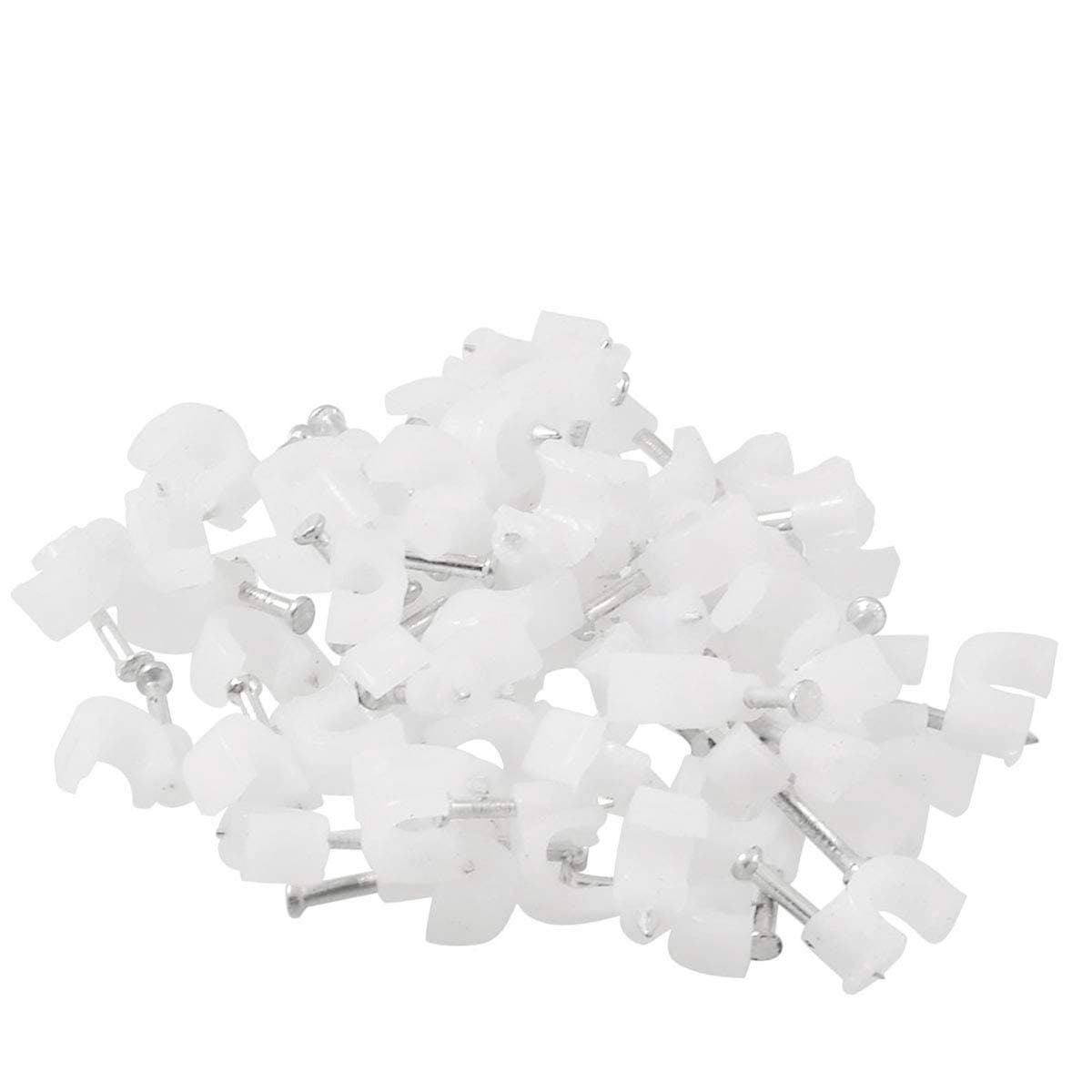 100PCS- 20mm Diameter Cable Clip - PVC Material - White - with Nails - Durable, Helps Organize coaxial Cable, Ethernet, Other Power Cords.（20mm）