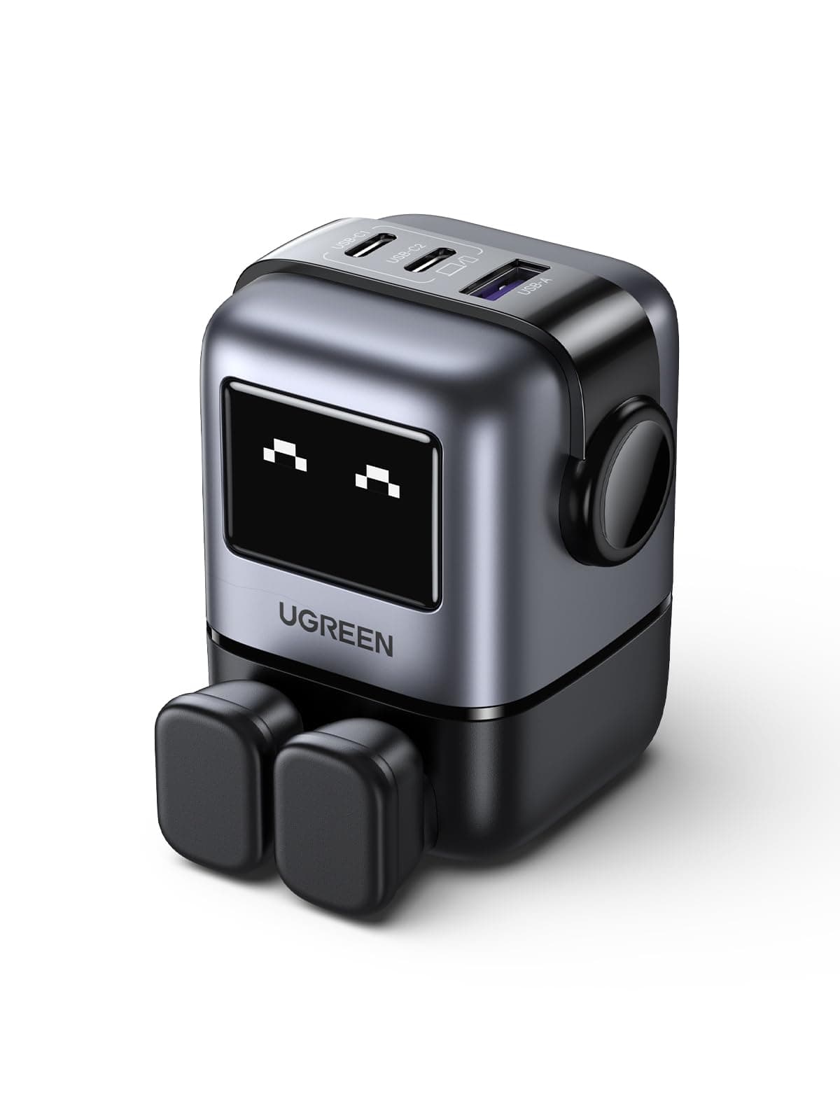 UNO 65W Type C Charger, Funny Display 3-Port Nexode Fast Charging Power Adapter GaN Laptop Wall Charge Plug Compatible for MacBook Air/HP/Dell/Lenovo,iPhone 17 Pro Max, Galaxy S26/S25/S24 Ultra