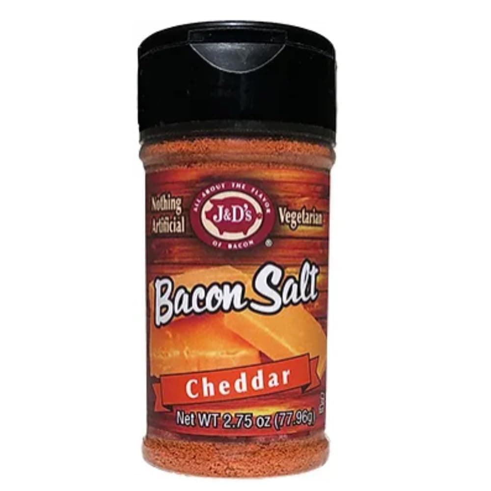 J&D's Bacon Salt, Cheddar, 2.75 Ounce, Bacon Flavored Seasoning Salt, Kosher, Vegetarian