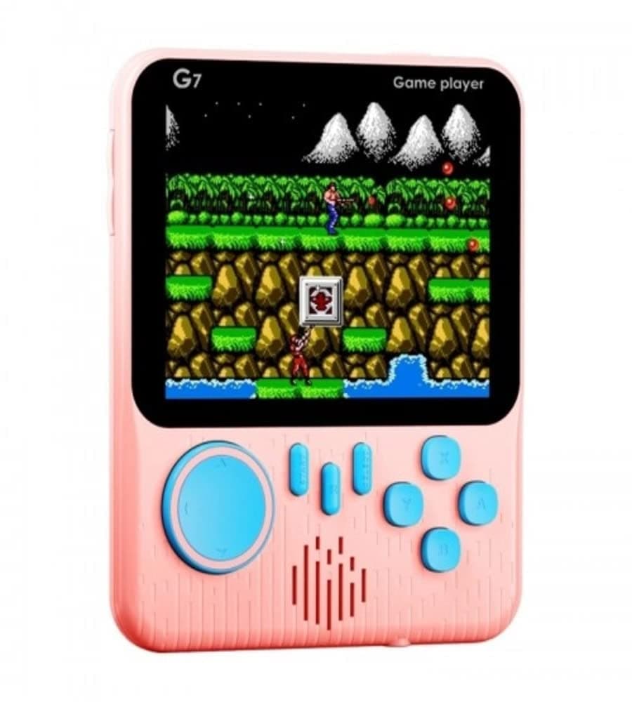 G7 Mini Retro Handheld Game Console โ 3.5" LCD, Built-in 666 Classic Games, TV Output, Rechargeable Battery, Speaker โ Portable Game Box for Kids (Pink)