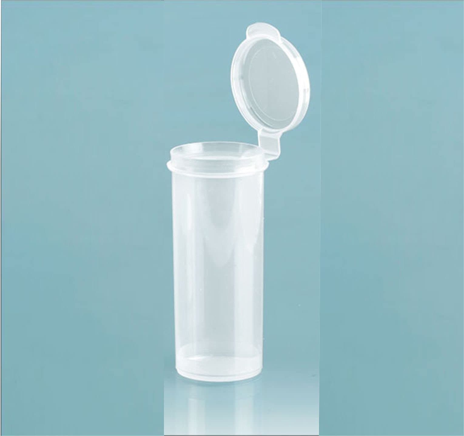 Clear Polypro Plastic Craft Storage Vial with Hinged Lid Containers (3.00" x 1.34" 10 Vials)