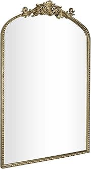 AIXI HOMEVintage Gold Arched Mirror 24"x36", Victorian Antique Mirror with Ornate Metal Frame, Baroque Wall Mounted Mirrors for Entryway/Fireplace/Bathroom/Living Room/Hallway/Bedroom