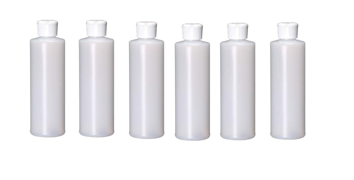 16 oz Plastic Flip Top Pour Spout Bottles - 6 Pack - for Essential Oils, Perfumes, Lotions