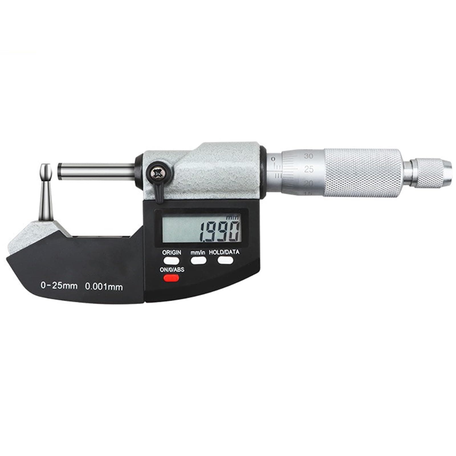 Reloading Micrometer Tube Ball Spherical Anvil Digital Electronic Micrometer Measuring Tool 0-1"/0-25mm Inch/Metric