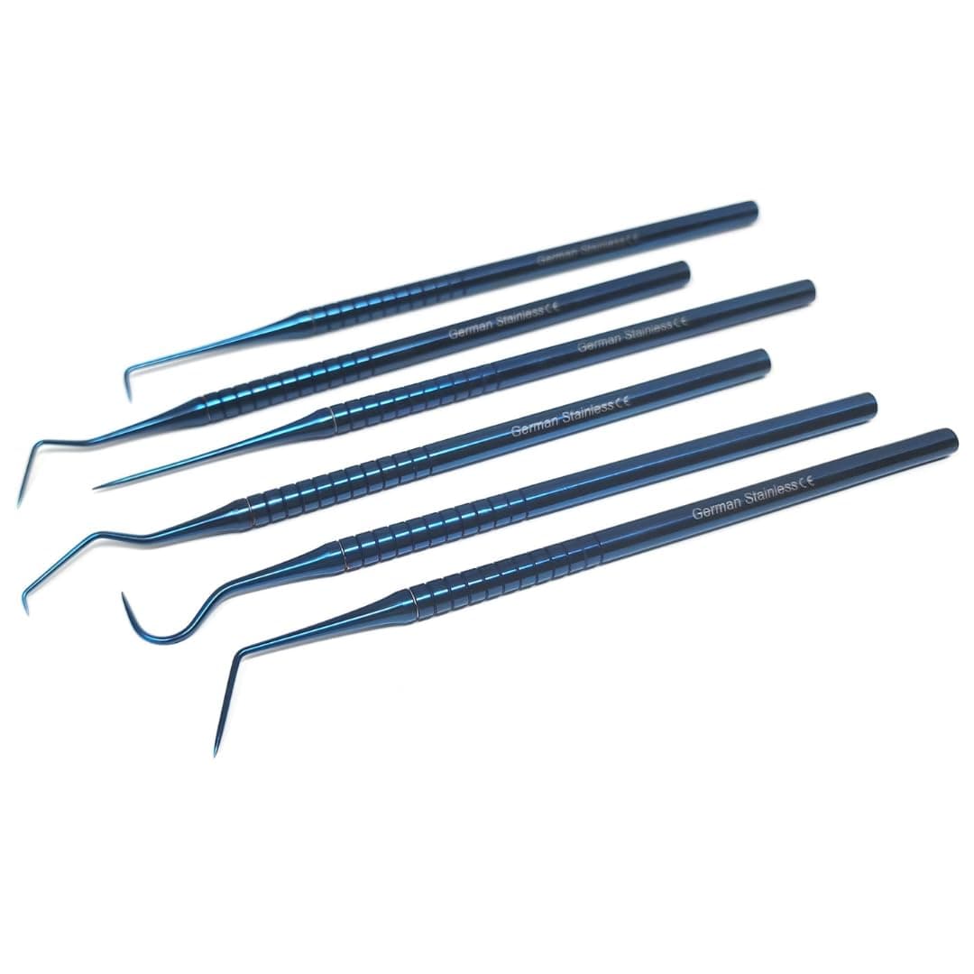 6 Professional Dental Tartar Scraper Tools Titanium Coated Single Ended Tartar Remover for Teeth, Dental Pick, Plaque Remover, Tooth Scraper for Added Oral Care at Home, Stainless Steel