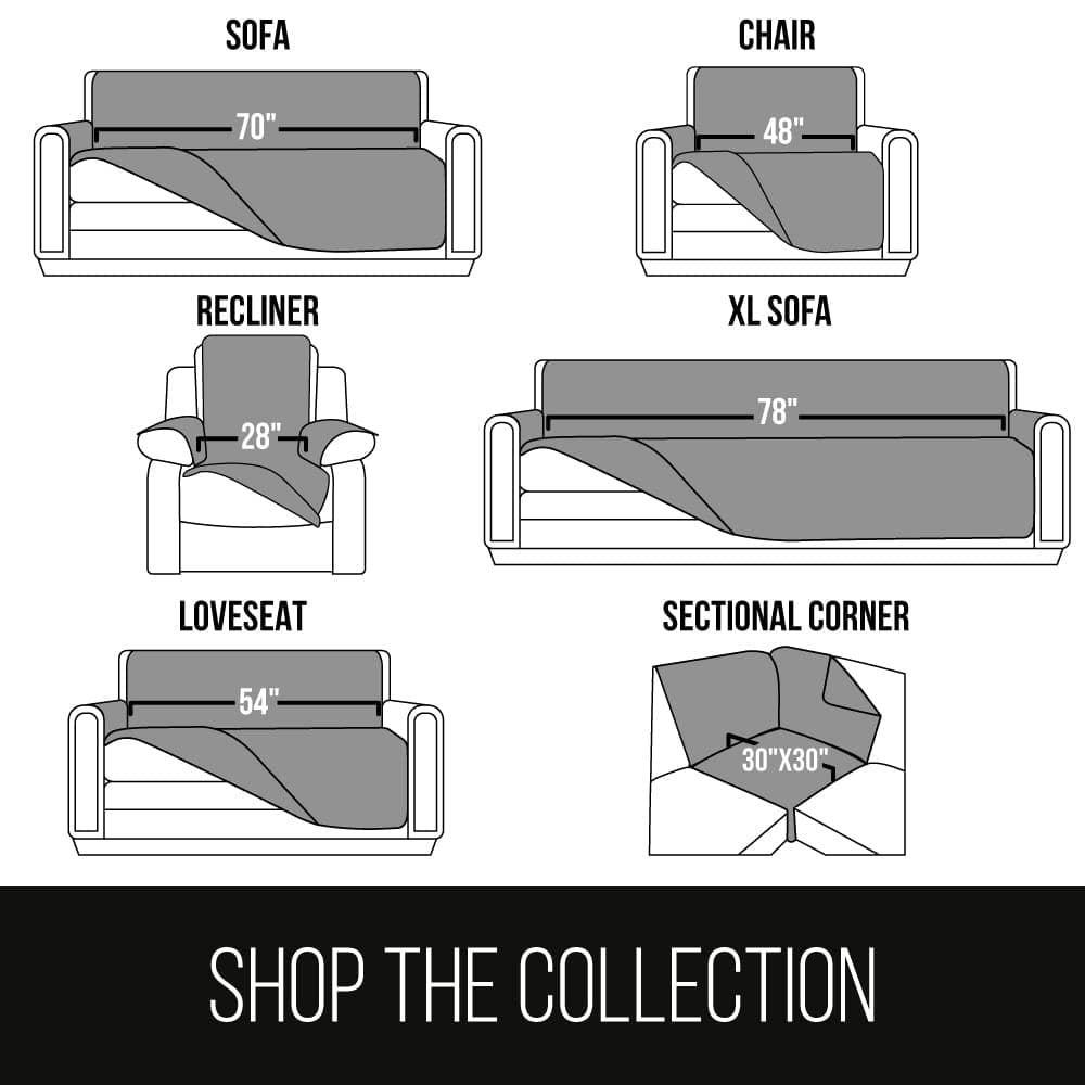 Sofa Shield Patented Couch Slip Cover, Large Cushion Protector, Reversible Stain and Dog Tear Resistant Slipcover, Quilted Microfiber 70” Seat, Washable Covers for Dogs Pets Kids, Seafoam Cream