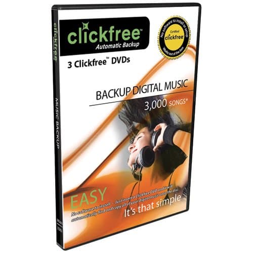Clickfree Automatic Backup DVD Music Edition DVD200-3, 3-Pack