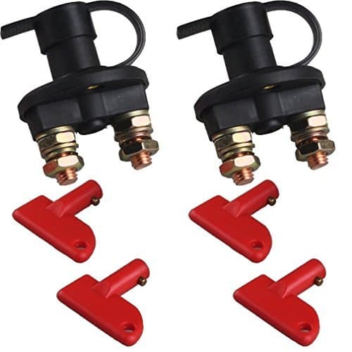 Battery Disconnect Switch with Keys, 2Pcs 12V-24V Battery Kill Switch Isolator Disconnect Cut Off Power for ATV Car Auto, On Off Battery Master Switch with Waterproof Key and Cover