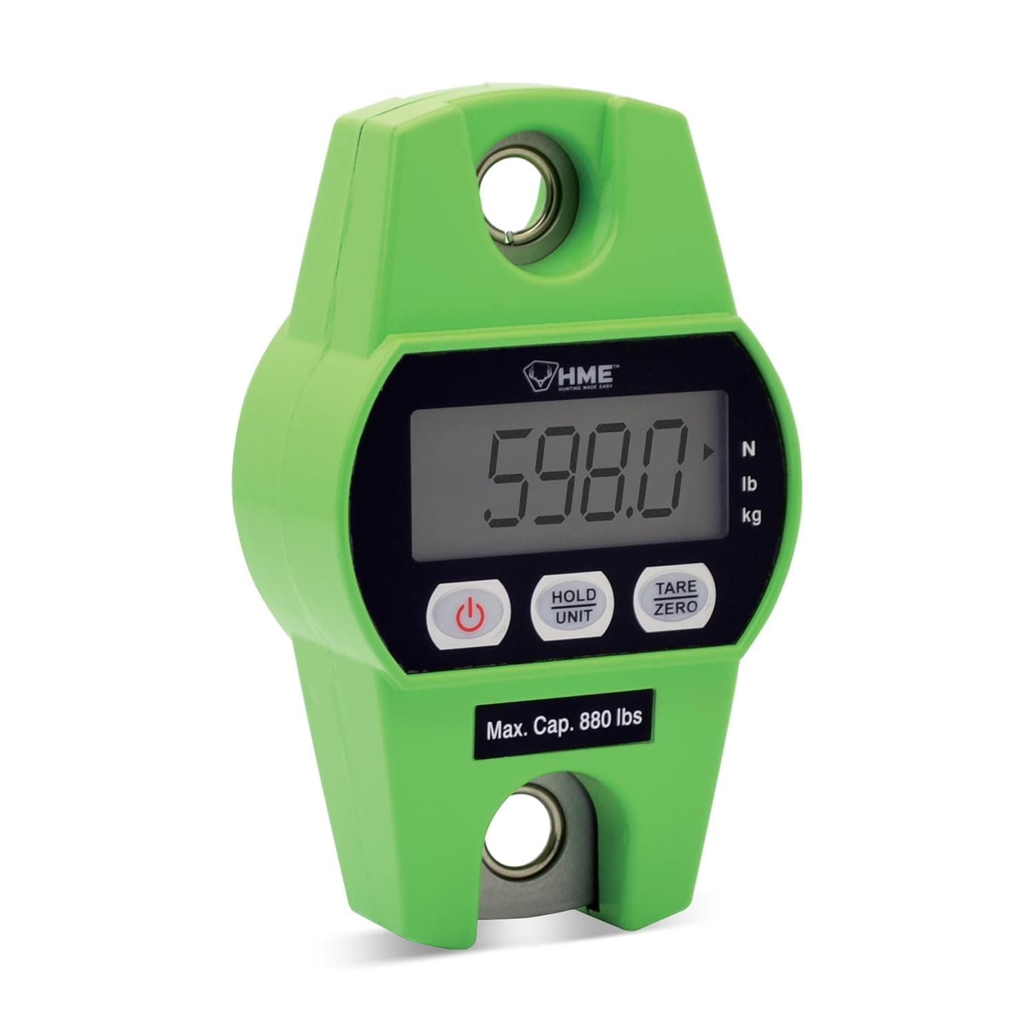 HME Durable Versatile Hunting Digital Hanging Scale w/Tare Function - 400 Kg/880 lb Max Weight, 2 Batteries Included, Iron Hook, Mode Function N/lb/kg