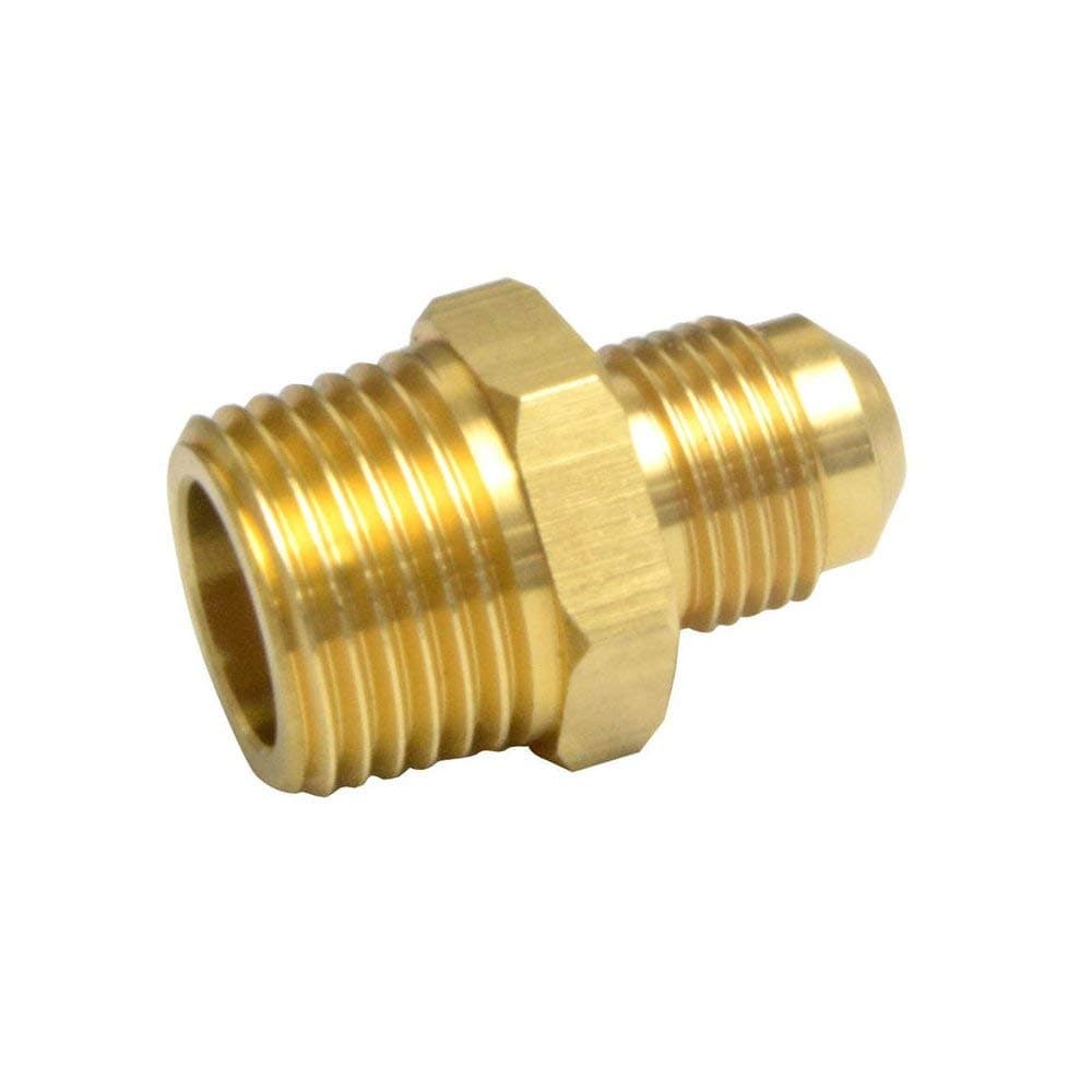 2 Piece Compression Metal Brass Coupling Fittings, 3/8" Flare x 1/2" Male Tube